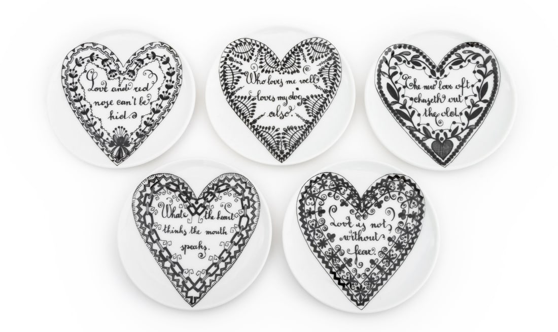 Fornasetti "Love" Porcelain Coasters, 5