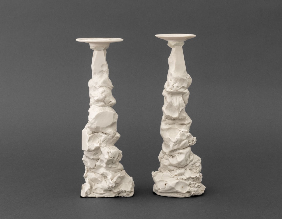 Postmodern Abstract Porcelain Candlesticks, Pair (1 of 8)