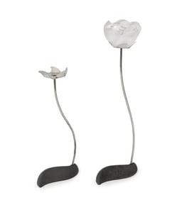 Royal Copenhagen Glass & Steel Votive Holders, 2