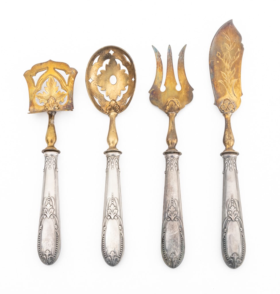 French Silver & Gilt Metal Hors d'Oeuvres Set, 4 (1 of 9)