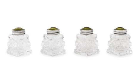 Norwegian Sterling Silver & Glass Salt Shakers, 4