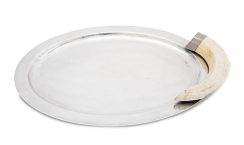 Gucci Boar Tusk Mounted Silver Plate Serving Tray