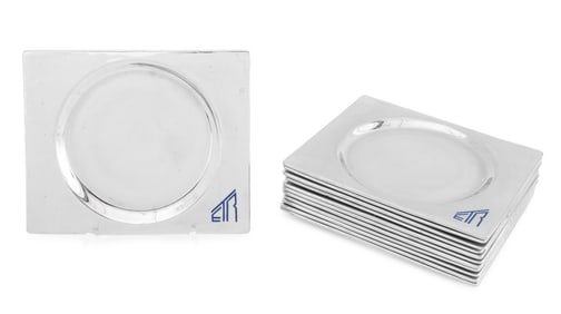 Jean Luce Silvered Porcelain Plates, 12