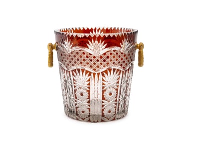 Bohemian Ormolu Mounted Red Cut Glass Ice Bucket