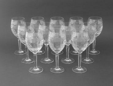 Ralph Lauren "Glen Plaid" Crystal Wine Glasses, 12