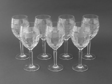 Ralph Lauren "Glen Plaid" Crystal Wine Glasses, 7