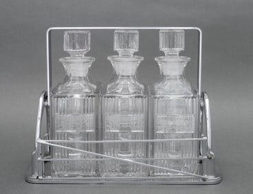 Art Deco Fostoria Cut Glass and Metal Tantalus