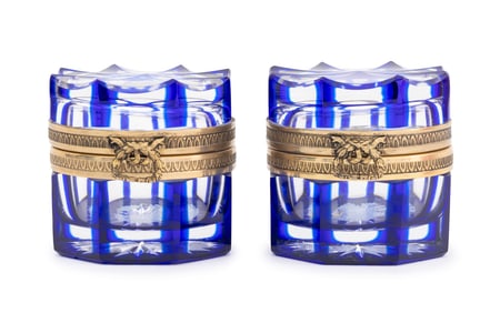 Martin Benito Ormolu Mounted Cut Glass Boxes, Pair