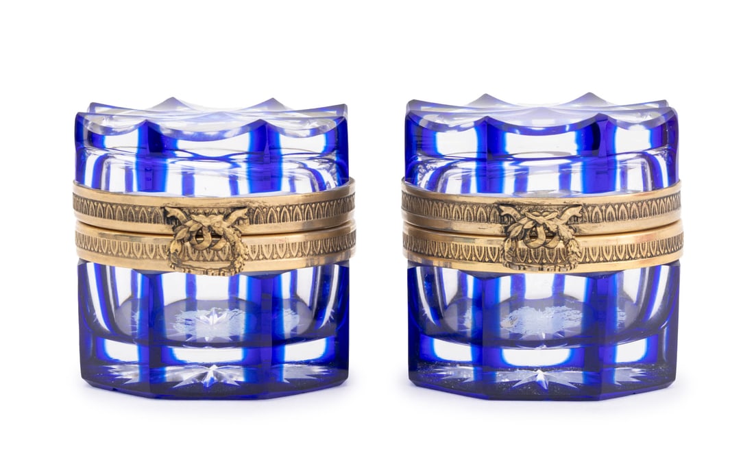 Martin Benito Ormolu Mounted Cut Glass Boxes, Pair (1 of 10)