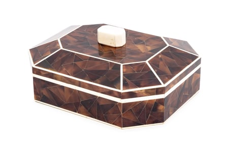Maitland-Smith Attr. Tessellated Horn & Bone Box