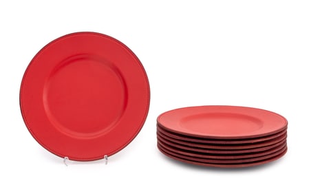 Ralph Lauren "Rollins" Red Leather Chargers, 8