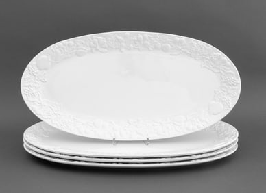 Este White Glazed Ceramic Oval Serving Platters, 4