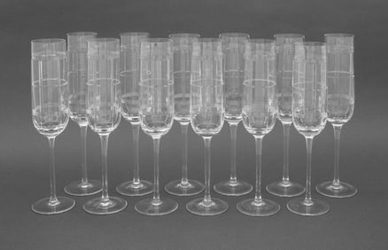 Ralph Lauren "Hudson Plaid" Champagne Flutes, 12
