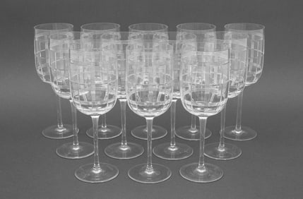 Ralph Lauren "Foster" Crystal Water Goblets, 12