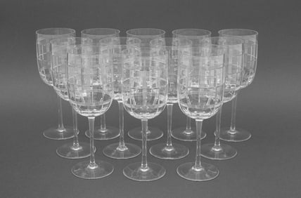 Ralph Lauren "Foster" Crystal Wine Goblets, 12