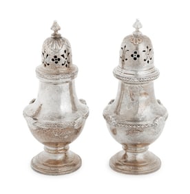 George V Sterling Silver Salt Shakers, Pair