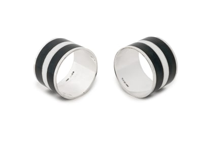 Elizabeth II Sterling and Enamel Napkin Rings, 2