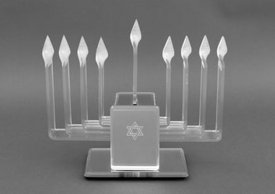 Mid-Century Modern Style Clear Acrylic Menorah