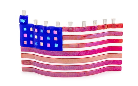 Tamara Baskin American Flag Glass Menorah