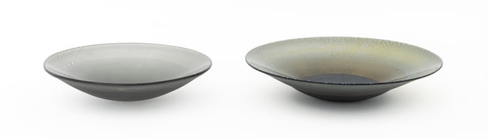 Murano Silver Leaf Smoked Glass Bowls, 2