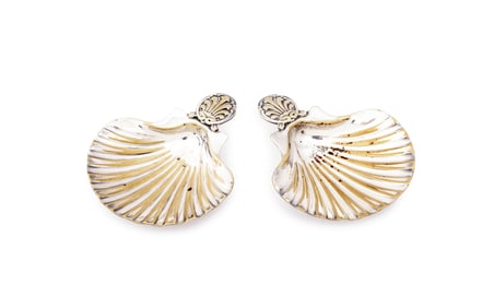 Christofle Silver Plate Shell Serving Dishes, Pair