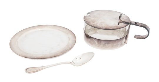 Christofle Silver Plate and Glass Parmesan Pot