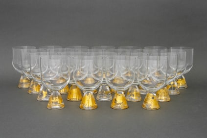 Murano Gold Leaf Decorated Wine Glasses, 22