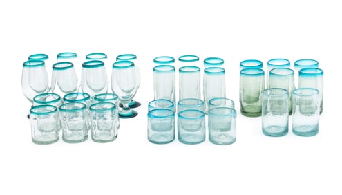 Murano Hand Blown Art Glass Drinkware, 34 Pcs.