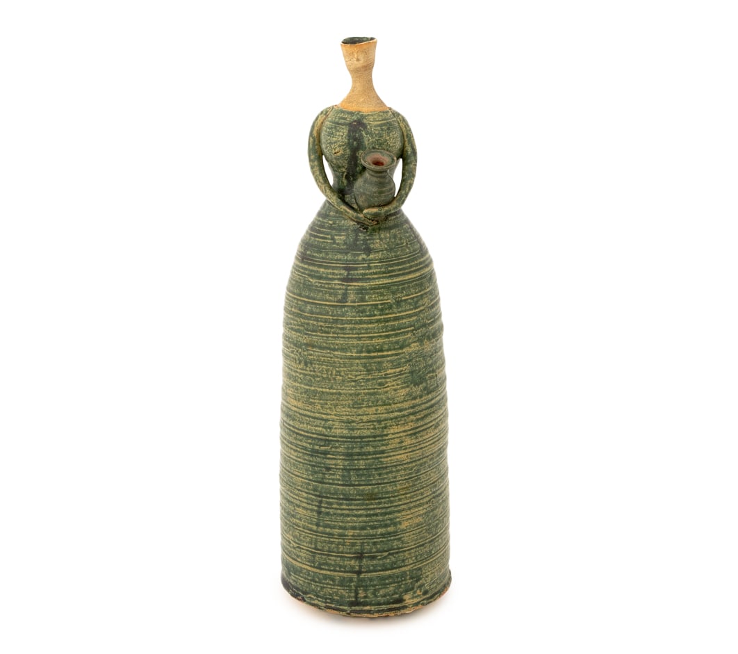 Modern Green Glazed Stoneware Female Form Vase (1 of 7)