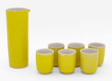 Rupert Spira Yellow Glazed Stoneware Sake Set, 7