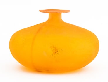 Gino Cenedese Murano Orange Scavo Glass Vase