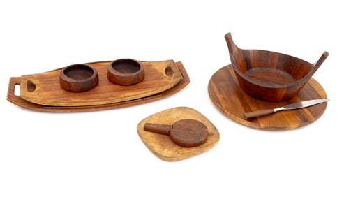 Dansk Designs Teak Wood Tableware, 9 Pcs.