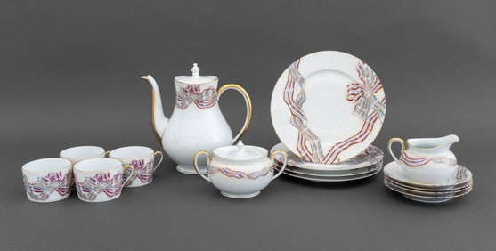 Haviland Limoges "Les Rubons" Tea Service for Four