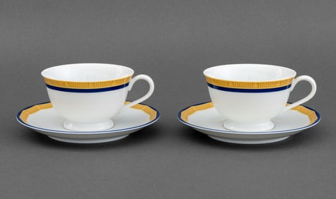 Tiffany & Co. Porcelain Teacups & Saucers, Pair
