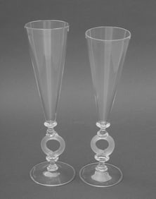Adam Holtzinger Optic Twist Glass Goblets, Pair