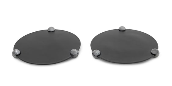 Art Deco Style Silver Plate Mounted Trays, Pair