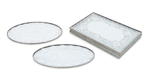Victorian Style Silver Plate and Glass Trays, 5