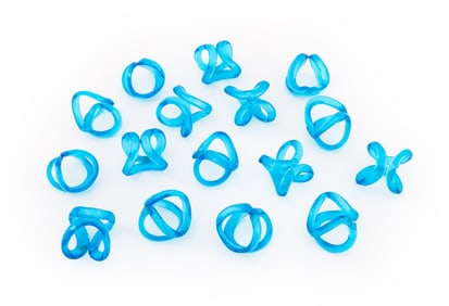 Murano Blue Glass Twist Form Napkin Rings, 16