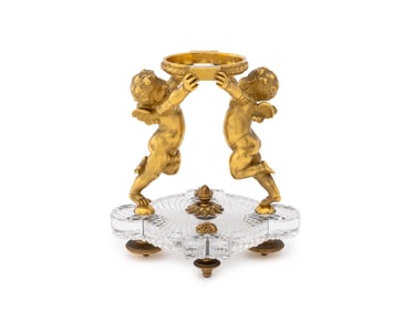 Baccarat Crystal & Gilt Bronze Cherub Centerpiece