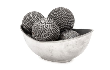 French Petanque Studded Metal Balls in Bowl, 5