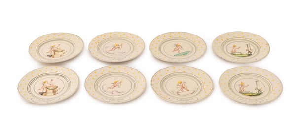 Italian Maiolica Cupid Motif Plates, 8