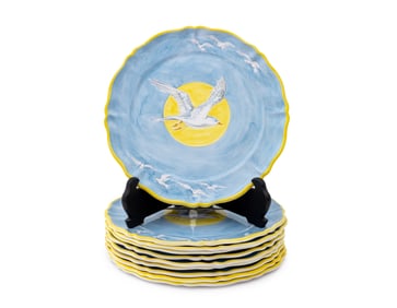 Atelier Soleil Seagull Motif Faience Plates, 10
