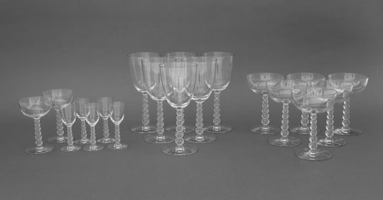Modern Graduated Bubble Stem Glassware, 19 Pcs.