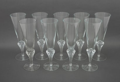 Modern Cut Crystal Wine Glasses, 9