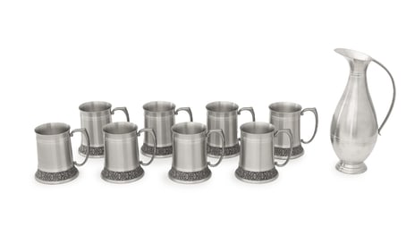 Royal Selangor Pewter Beer Mugs & Pitcher, 9 Pcs.