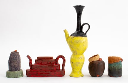 Postmodern Sculptural Pottery Tableware, 5 Pcs.