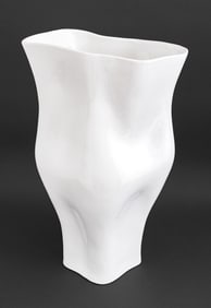 Modernist White Glazed Ceramic Amorphic Floor Vase