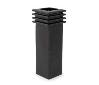 Illegibly Signed Matte Black Geometric Vase, 1989