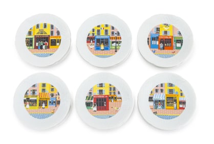 Philippe Deshoulieres "Merchant Row" Plates, 24