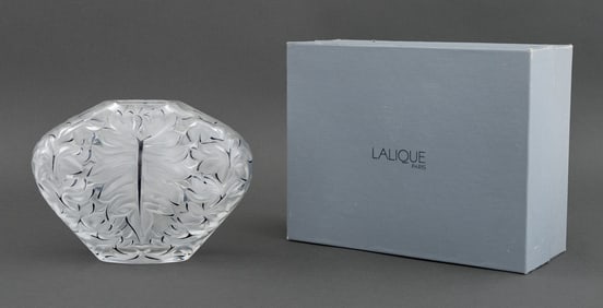 Lalique "Mahe Clair Palm Leaf" Crystal Vase